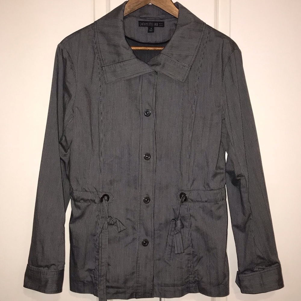 Lafayette 148 New York Utility Striped Drawstring Jacket